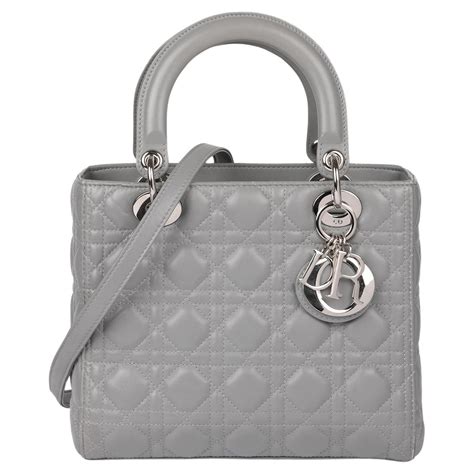 Medium Lady Dior Bag Gray Cannage Lambskin